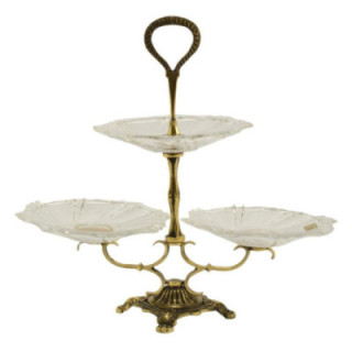 Patera kryształ +mosiądz 35x38cm Bohemia BJK/PAT/3cz